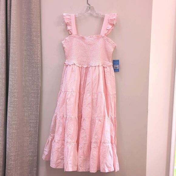 Ruffle Butts Smocked Flutter Strap Midi Nap Dress in Pink Gingham Sz L NWT - Picture 3 of 6